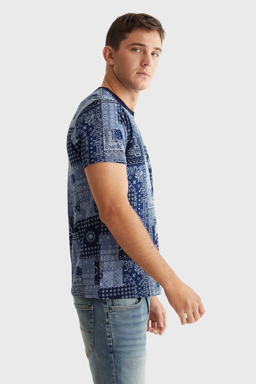 INDIGO BANDANA PRINT TEE, image 3