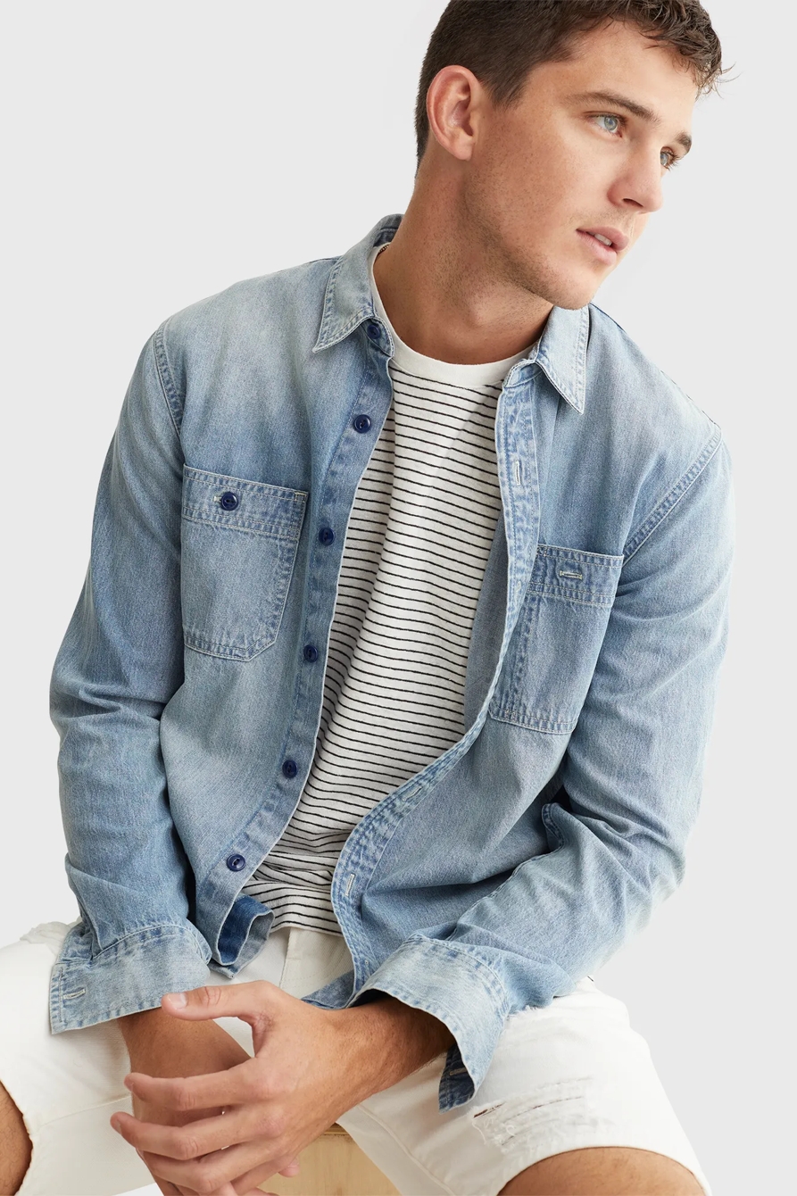 LINEN STRIPE CREW, image 6