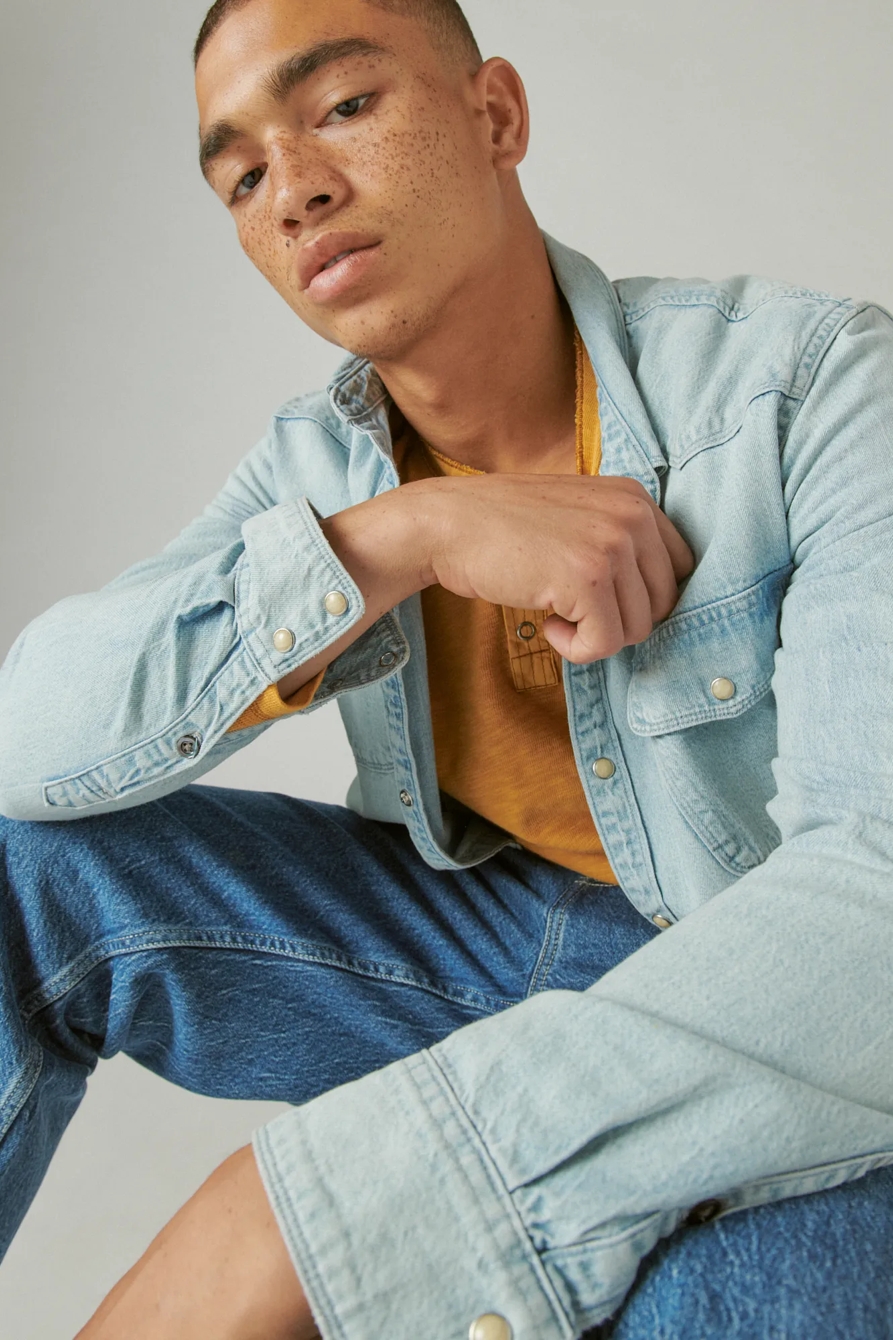 WASHED SNAP-BUTTON HENLEY, image 6