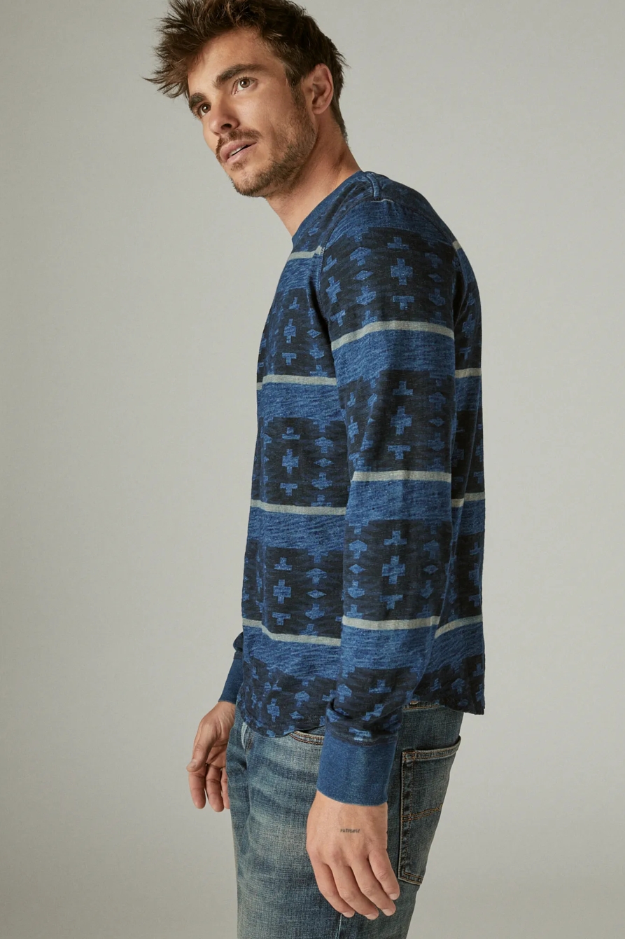 PRINTED INDIGO JERSEY CREW, image 3