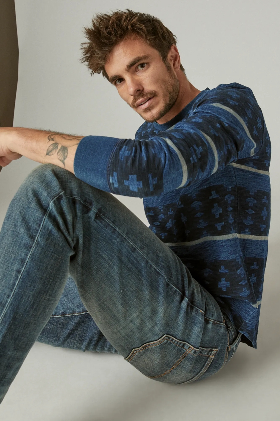 PRINTED INDIGO JERSEY CREW, image 6
