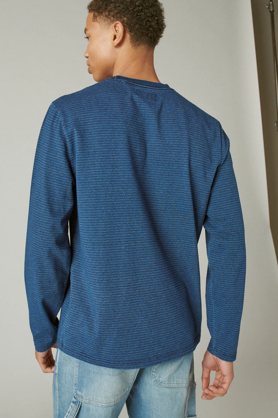 LONG SLEEVE INDIGO STRIPE CREW, image 3