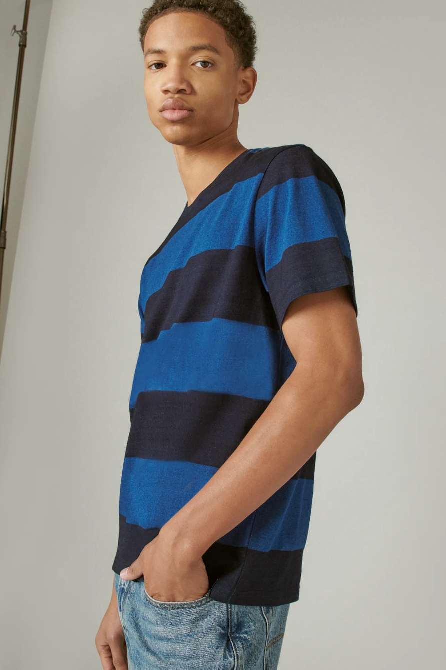 INDIGO BLOCK STRIPE CREW, image 3