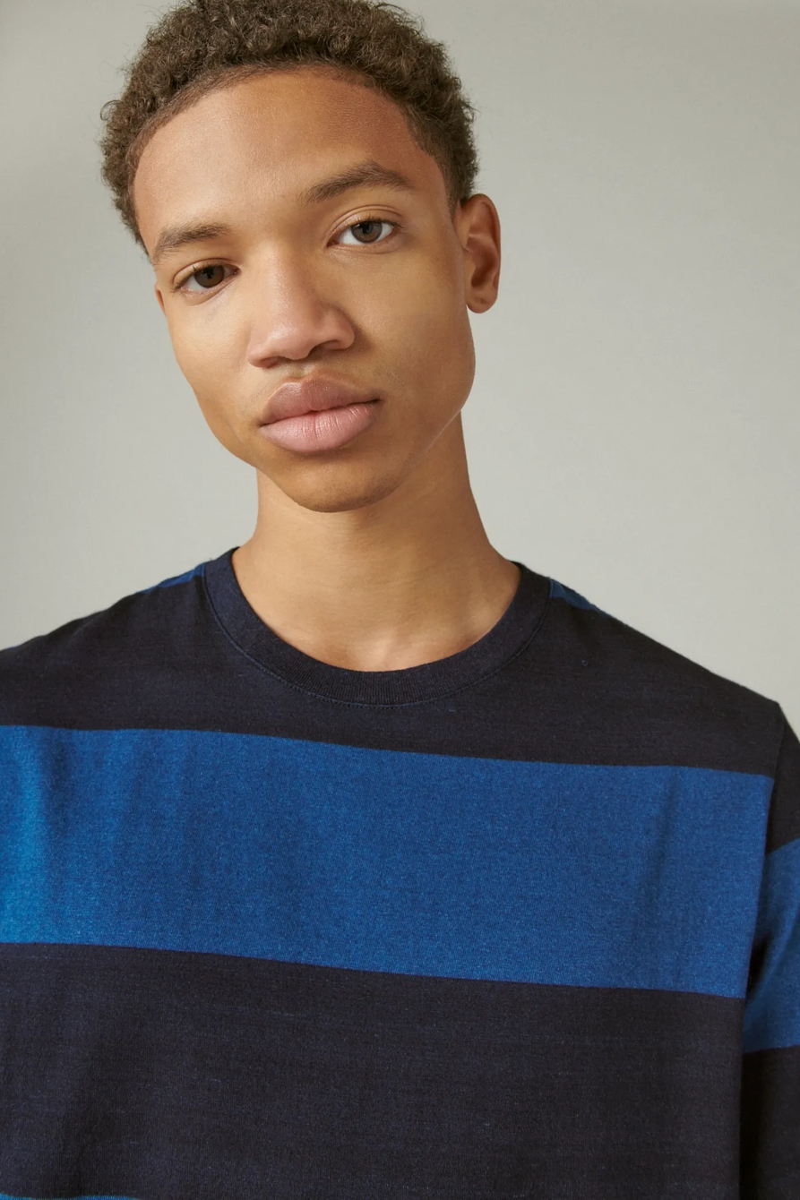 INDIGO BLOCK STRIPE CREW, image 5