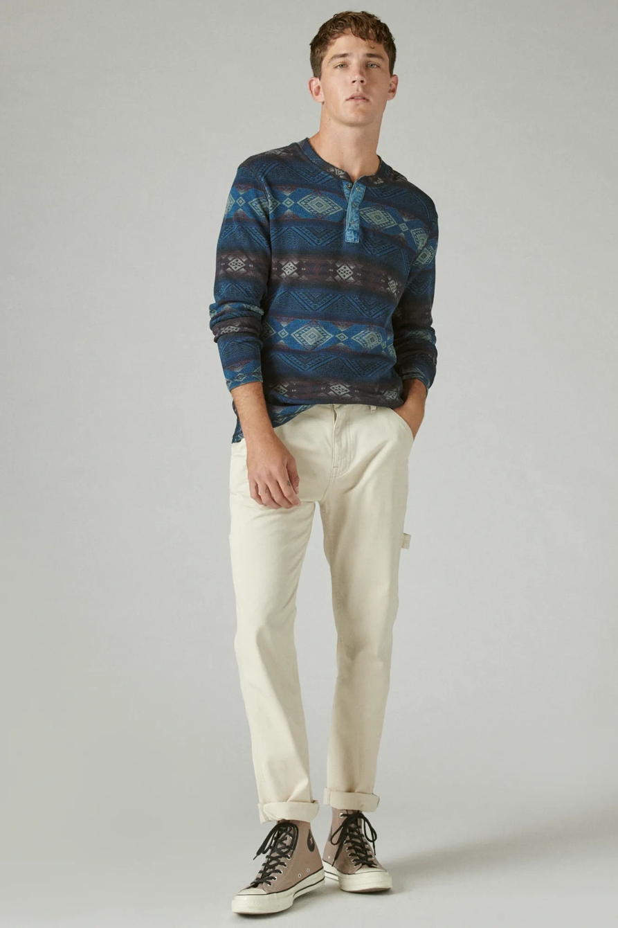 PRINTED WASHED SNAP-BUTTON HENLEY, image 2