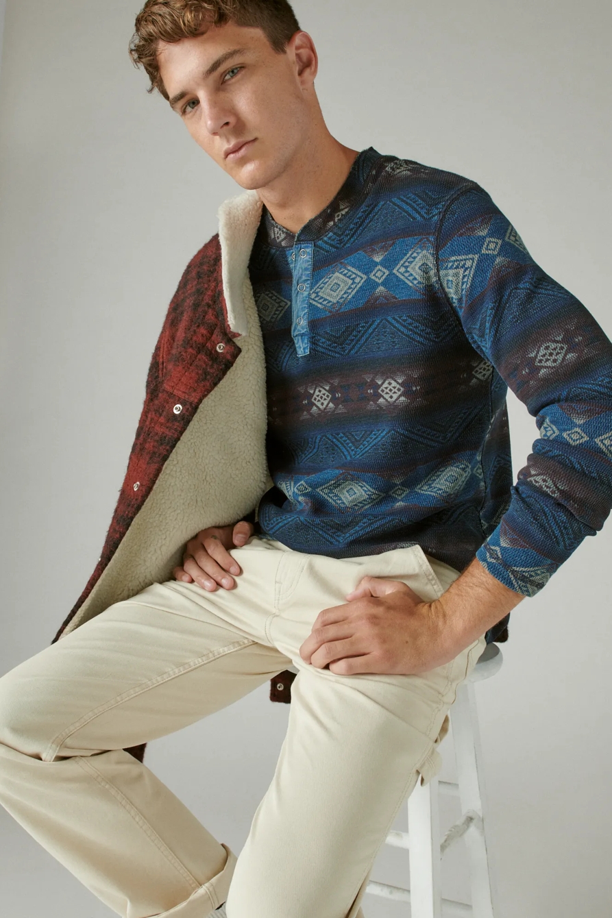 PRINTED WASHED SNAP-BUTTON HENLEY, image 6