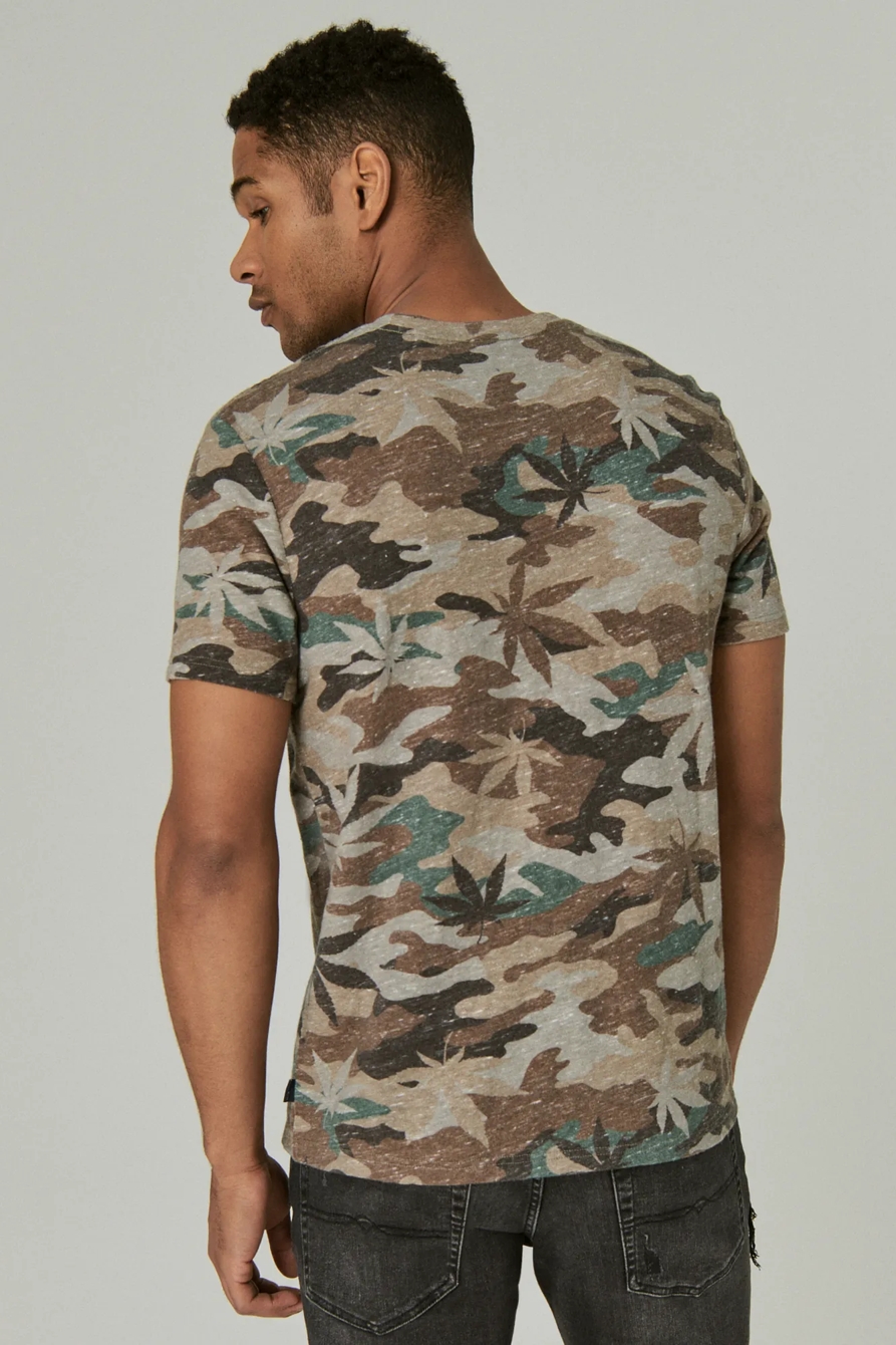 LINEN LEAF CAMO CREW NECK TEE, image 4