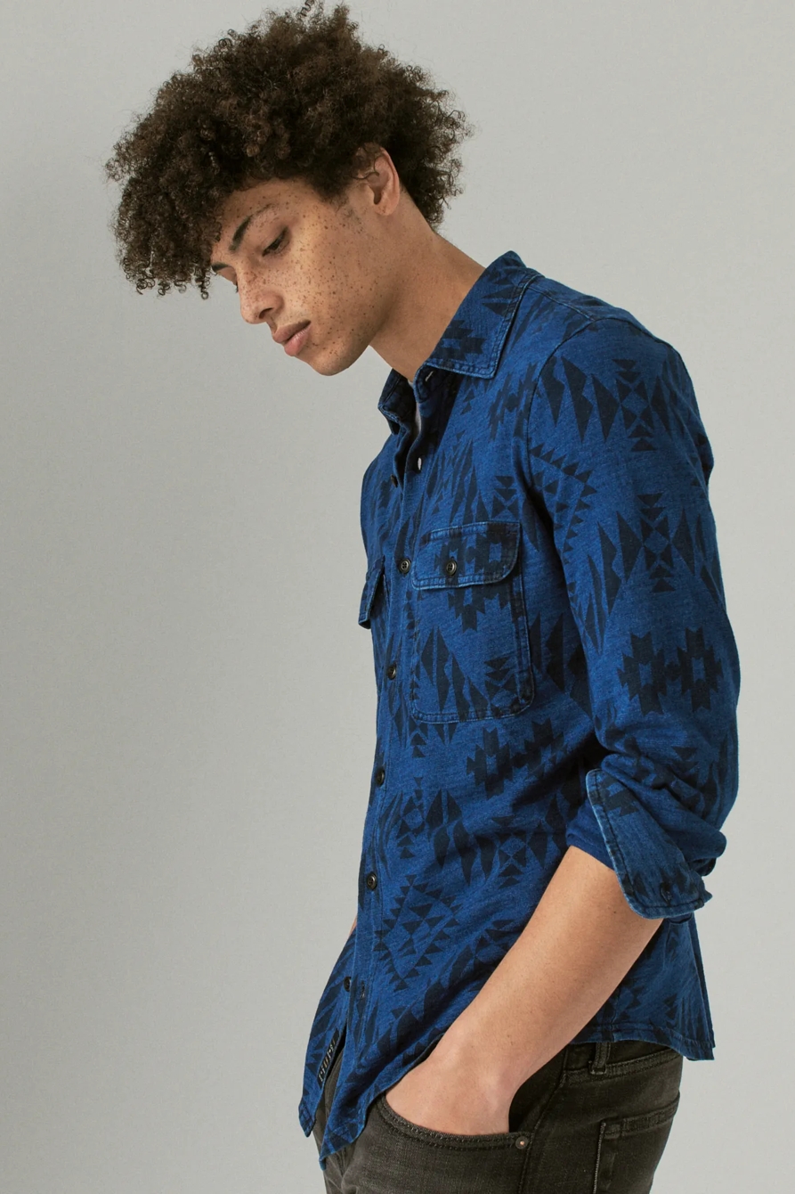 INDIGO PRINT JERSEY SHIRT, image 3