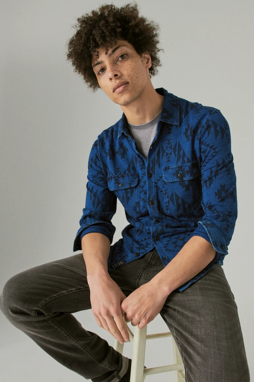 INDIGO PRINT JERSEY SHIRT, image 6