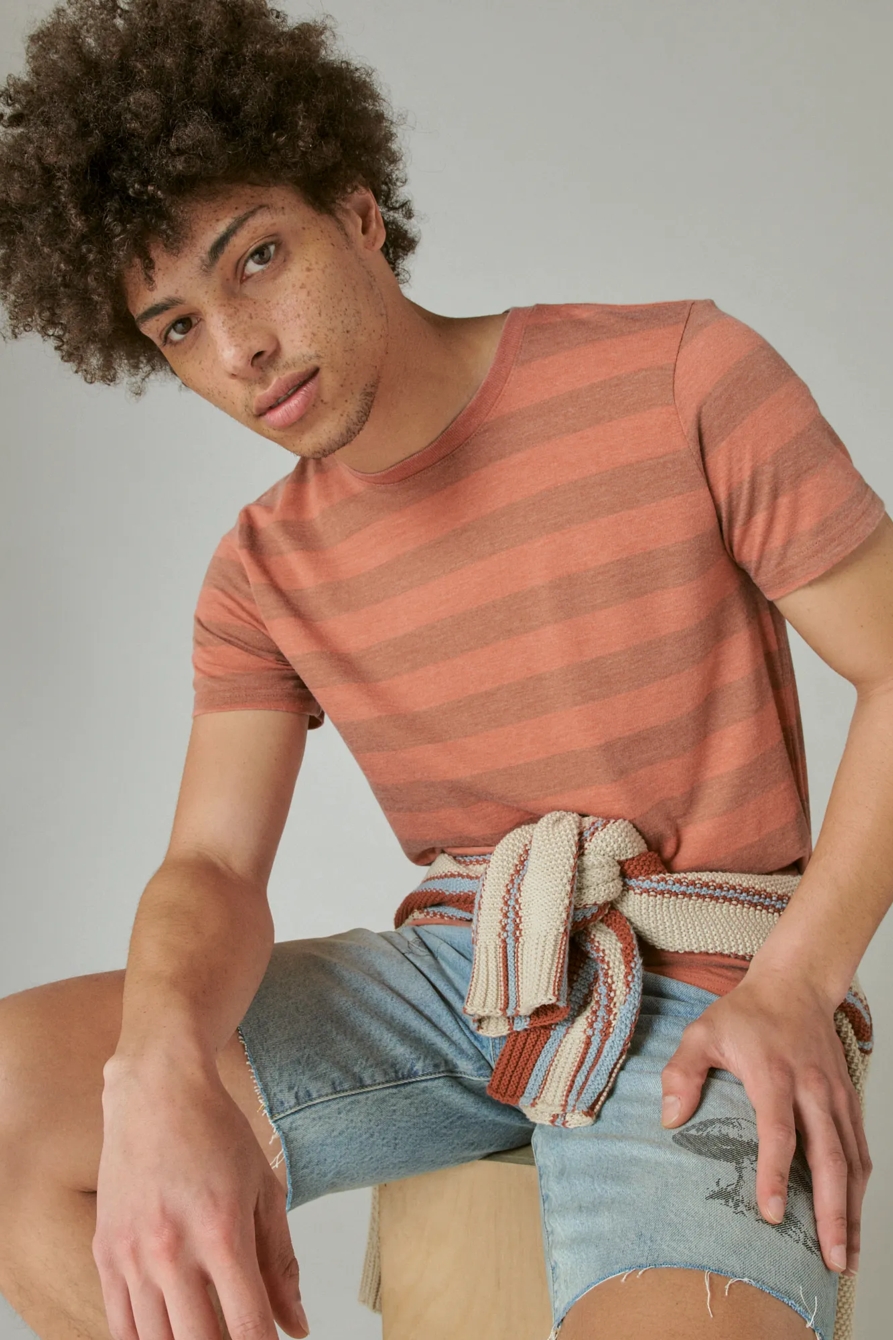 VENICE BURNOUT WIDE STRIPE CREW NECK TEE, image 1