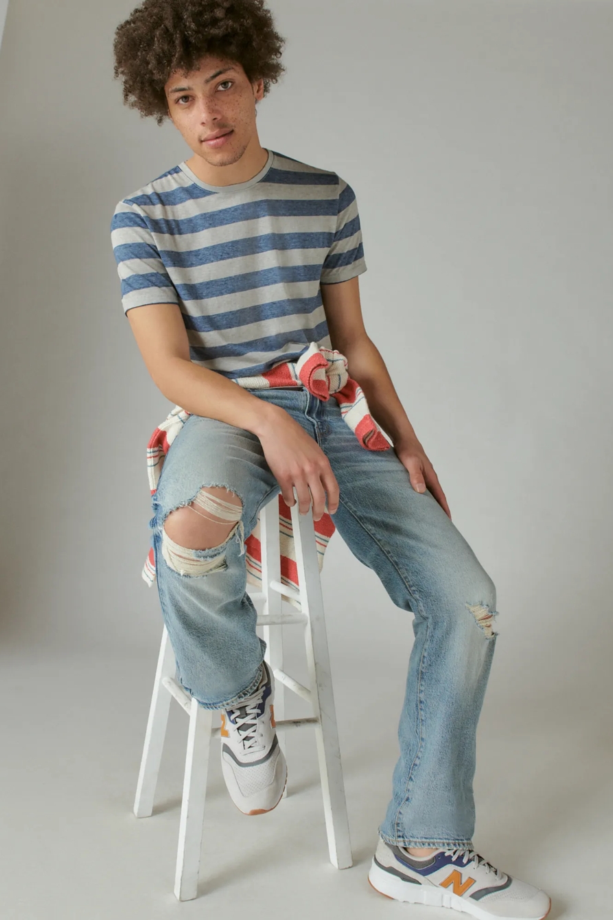 VENICE BURNOUT WIDE STRIPE CREW NECK TEE, image 1