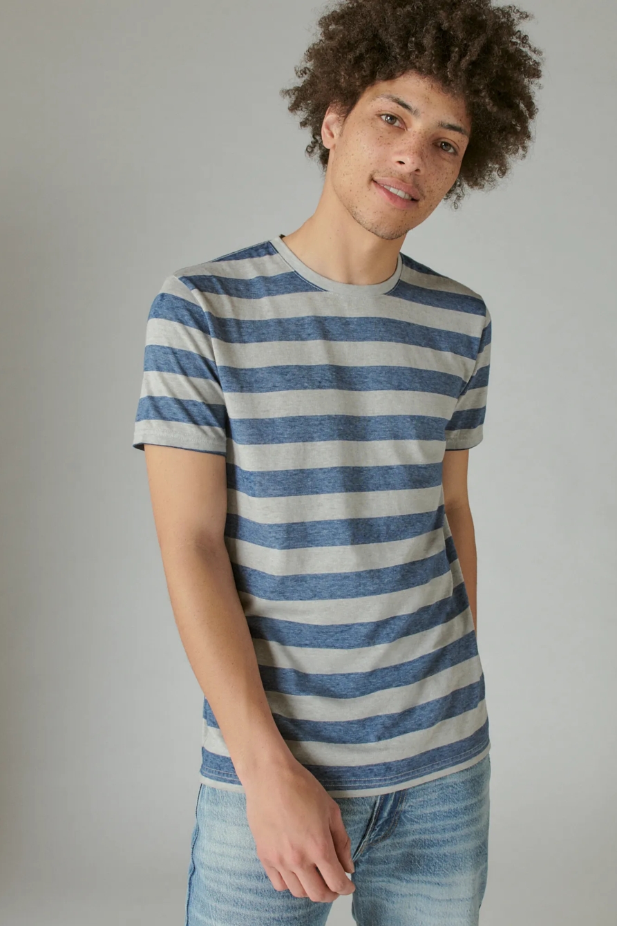 VENICE BURNOUT WIDE STRIPE CREW NECK TEE, image 2