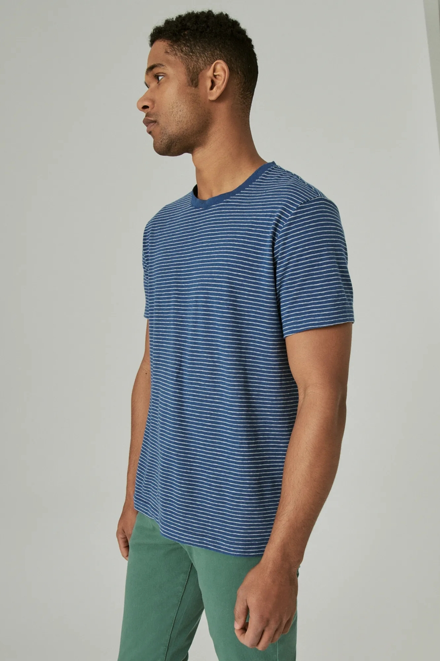 LINEN STRIPE CREW NECK TEE, image 2