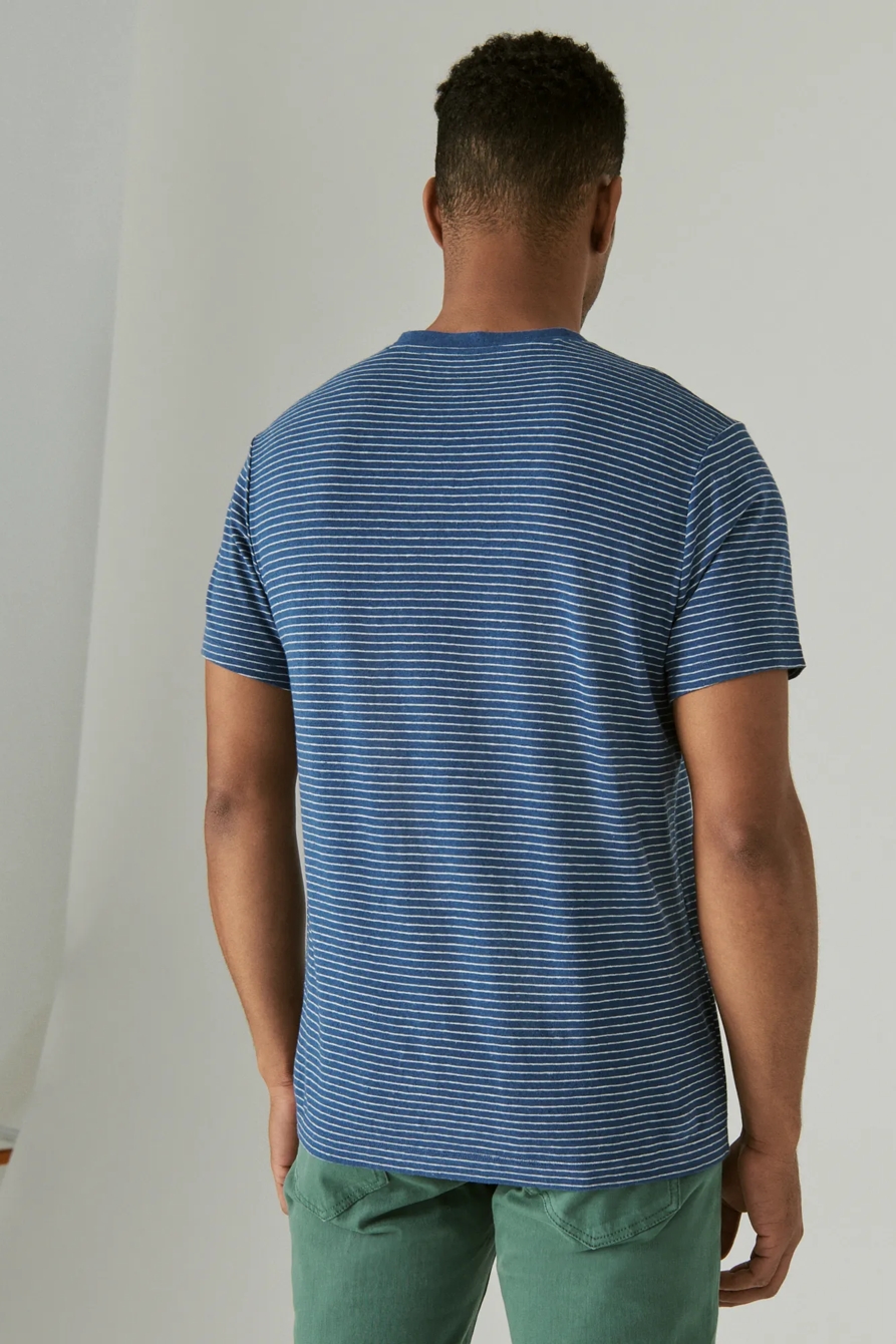 LINEN STRIPE CREW NECK TEE, image 3