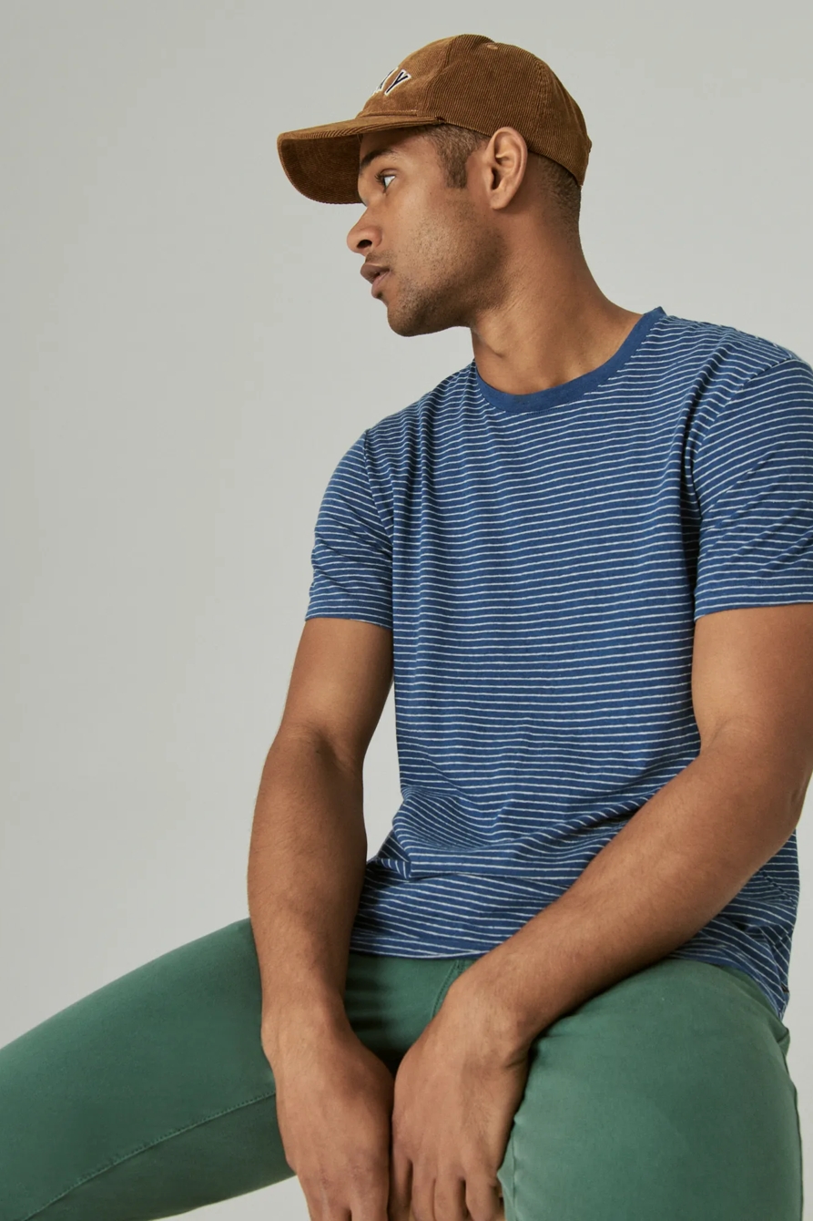 LINEN STRIPE CREW NECK TEE, image 5