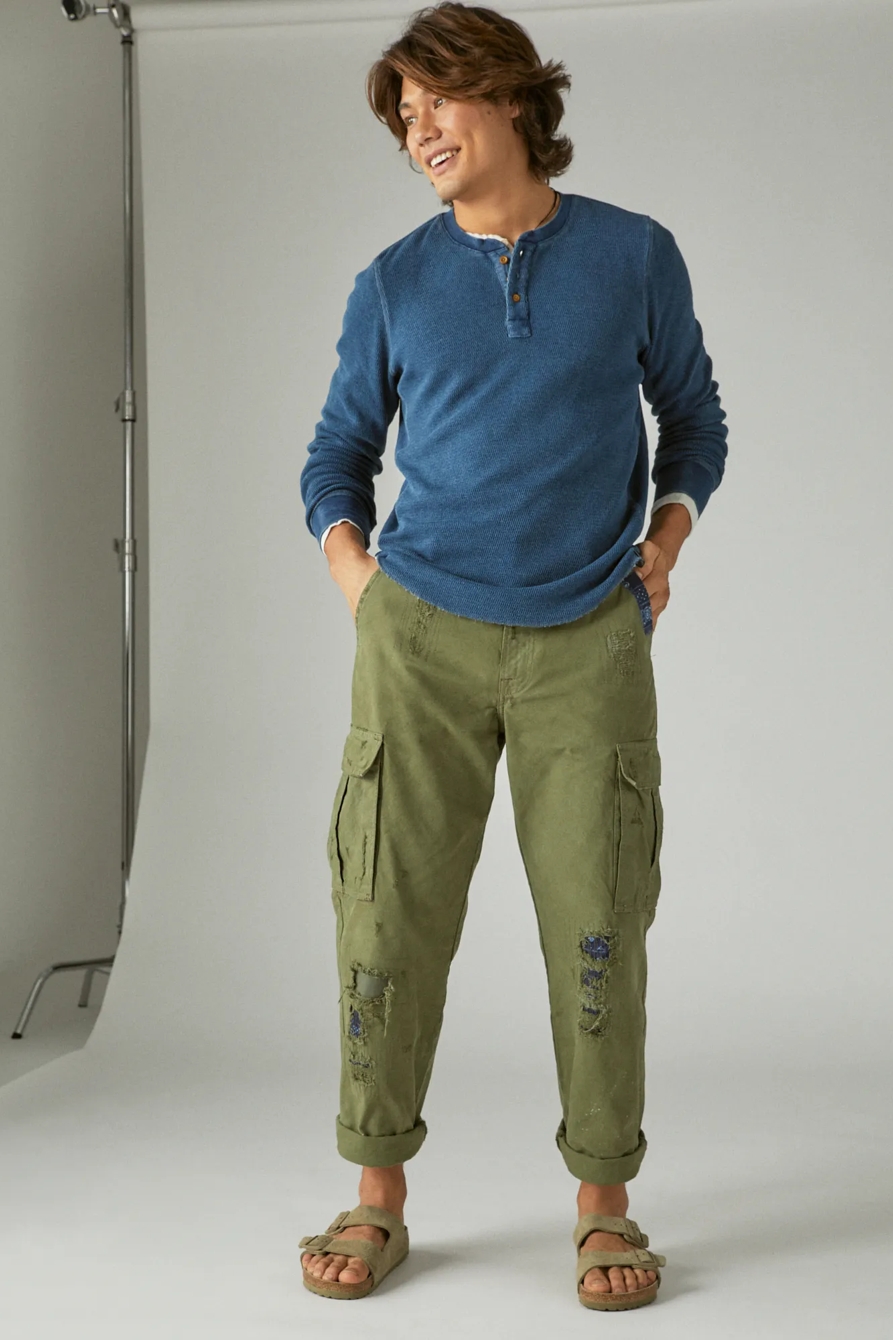 GARMENT DYE INDIGO THERMAL HENLEY, image 4