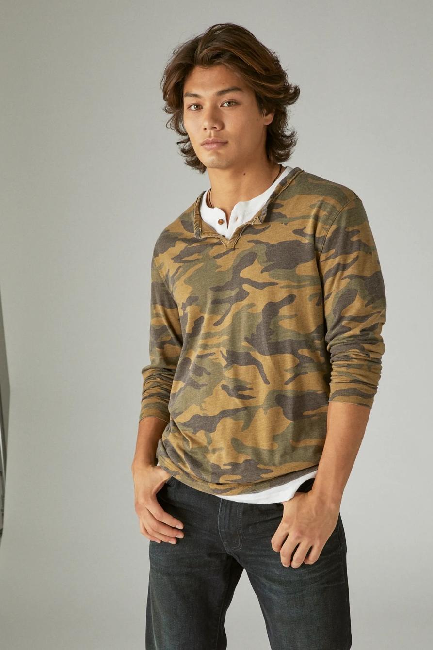 VENICE BURNOUT CAMO NOTCH NECK LONG SLEEVE TEE, image 2