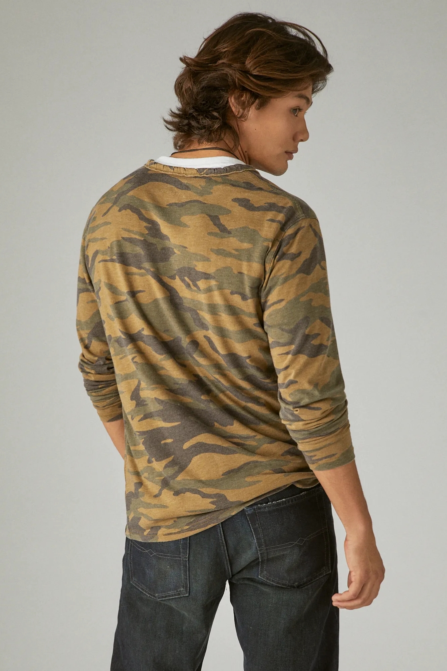 VENICE BURNOUT CAMO NOTCH NECK LONG SLEEVE TEE, image 3