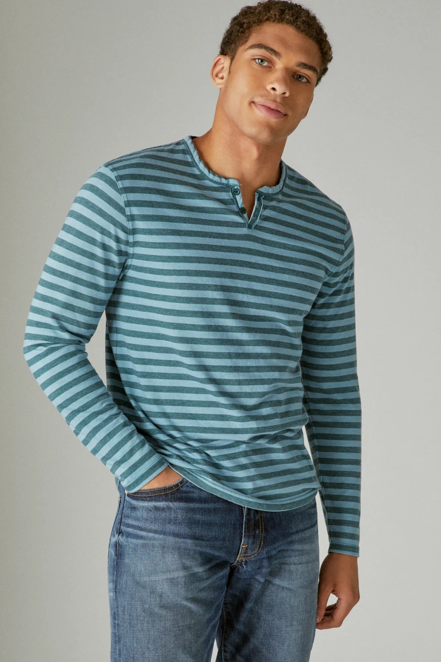 VENICE BURNOUT STRIPE LONG SLEEVE NOTCH NECK, image 1