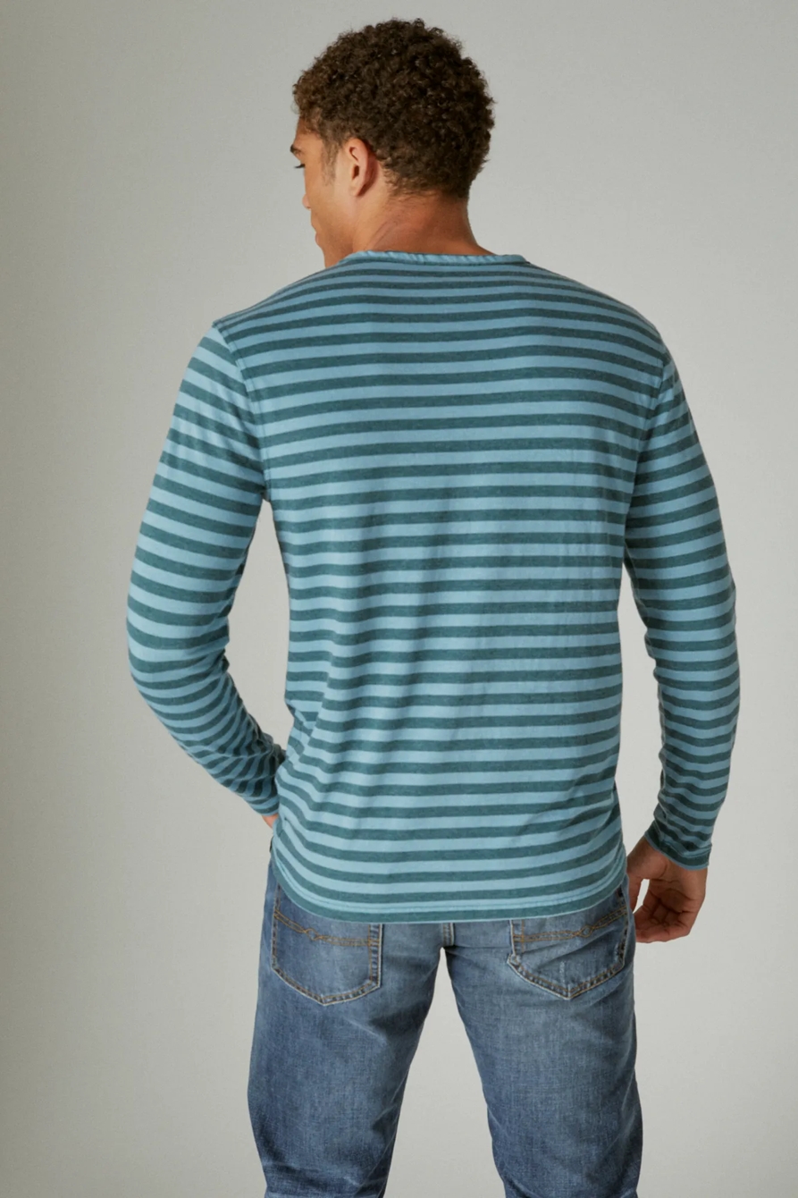 VENICE BURNOUT STRIPE LONG SLEEVE NOTCH NECK, image 2