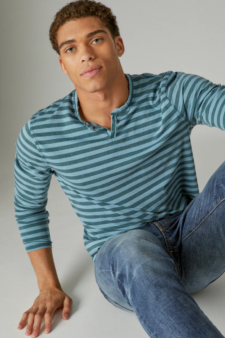 VENICE BURNOUT STRIPE LONG SLEEVE NOTCH NECK, image 4