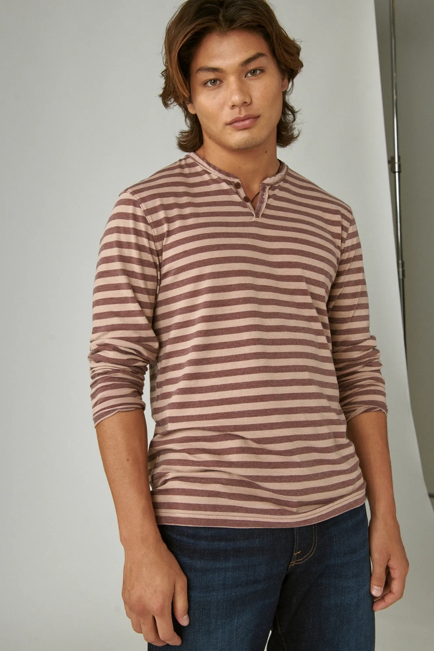 VENICE BURNOUT STRIPE LONG SLEEVE NOTCH NECK, image 2