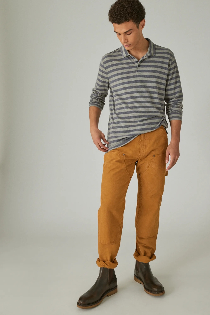 SUEDED JERSEY LONG SLEEVE STRIPE POLO, image 2