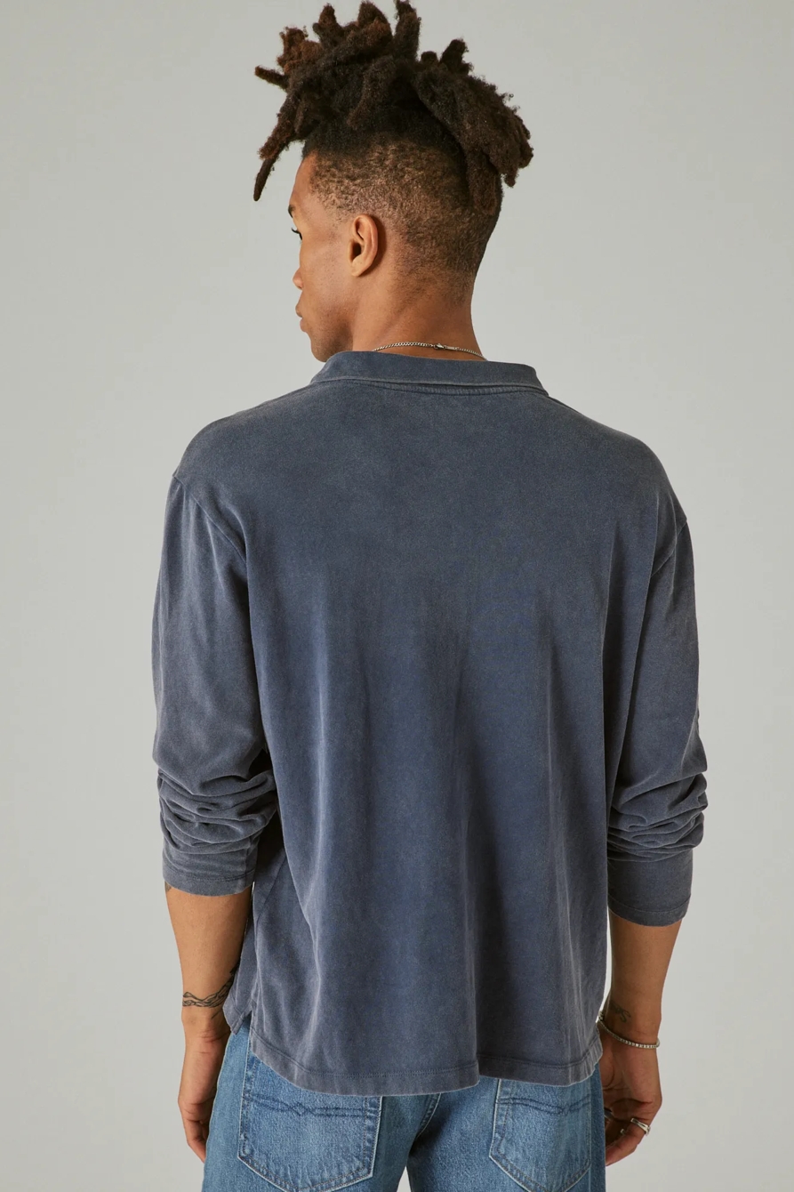 SUEDED JERSEY LONG SLEEVE POLO, image 2