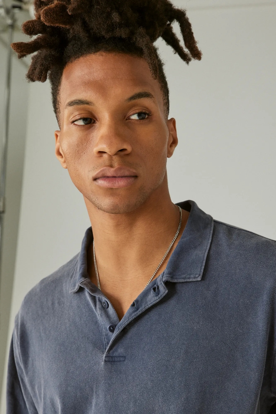 SUEDED JERSEY LONG SLEEVE POLO, image 3