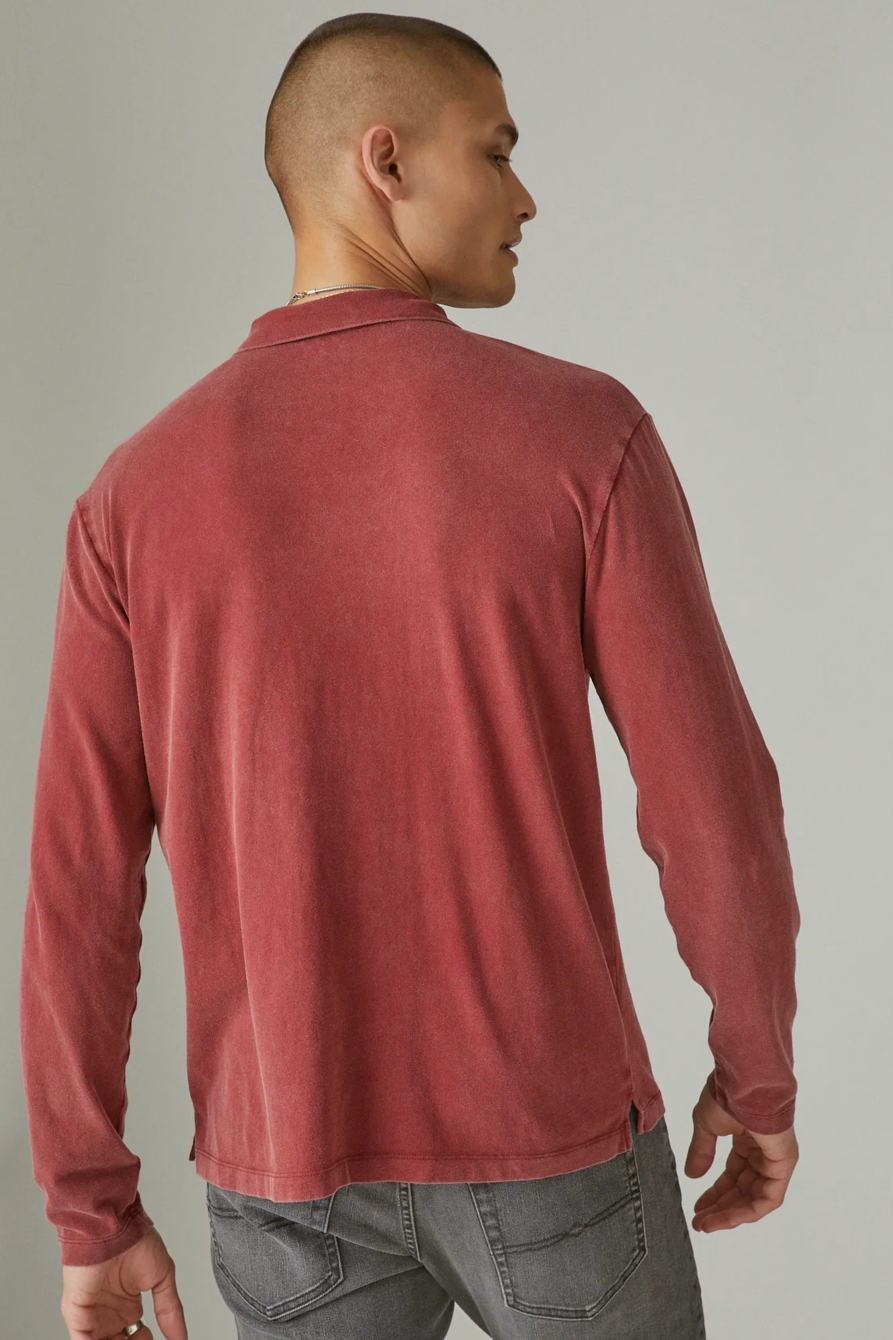 SUEDED JERSEY LONG SLEEVE POLO, image 2