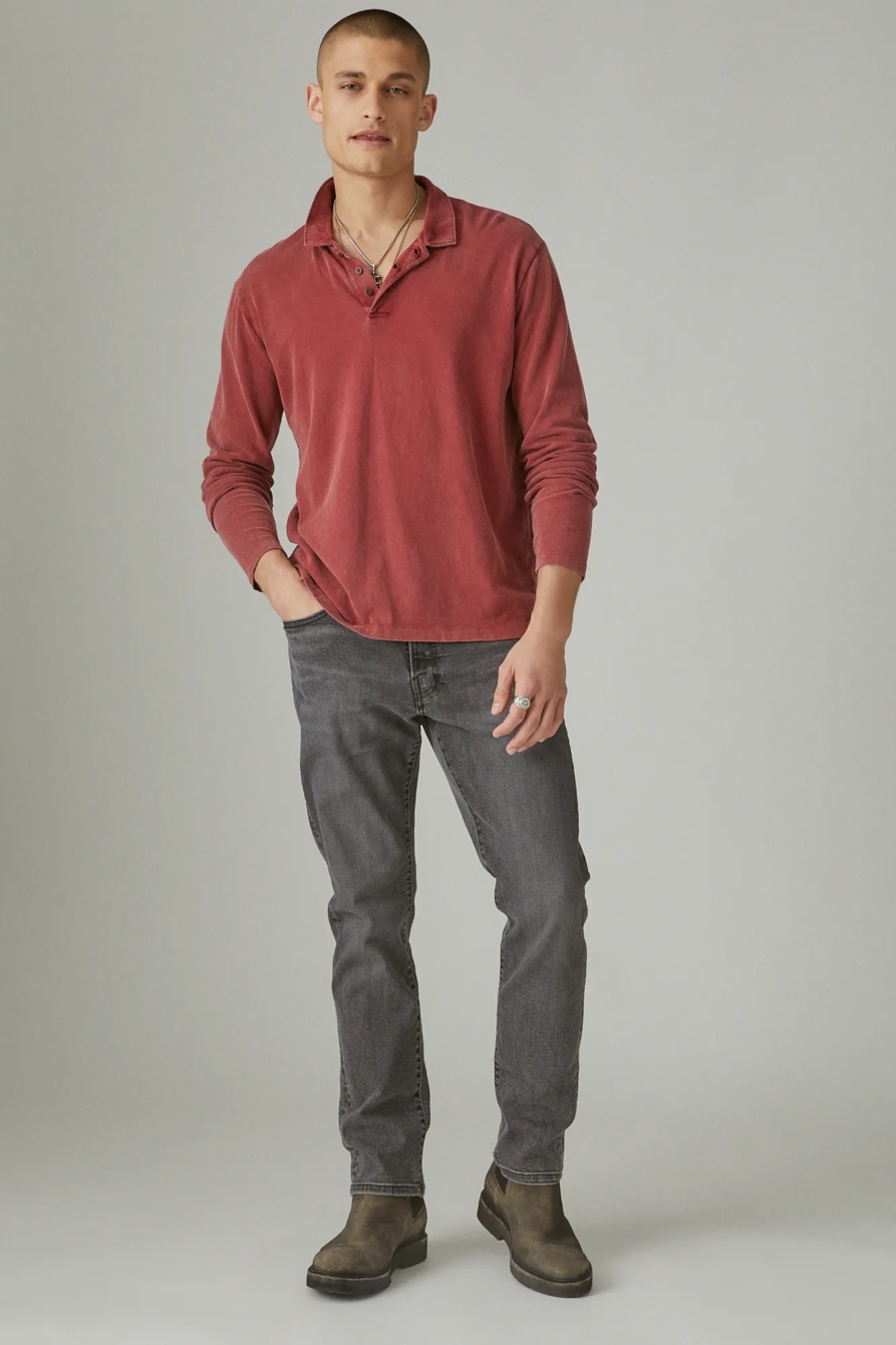 SUEDED JERSEY LONG SLEEVE POLO, image 4