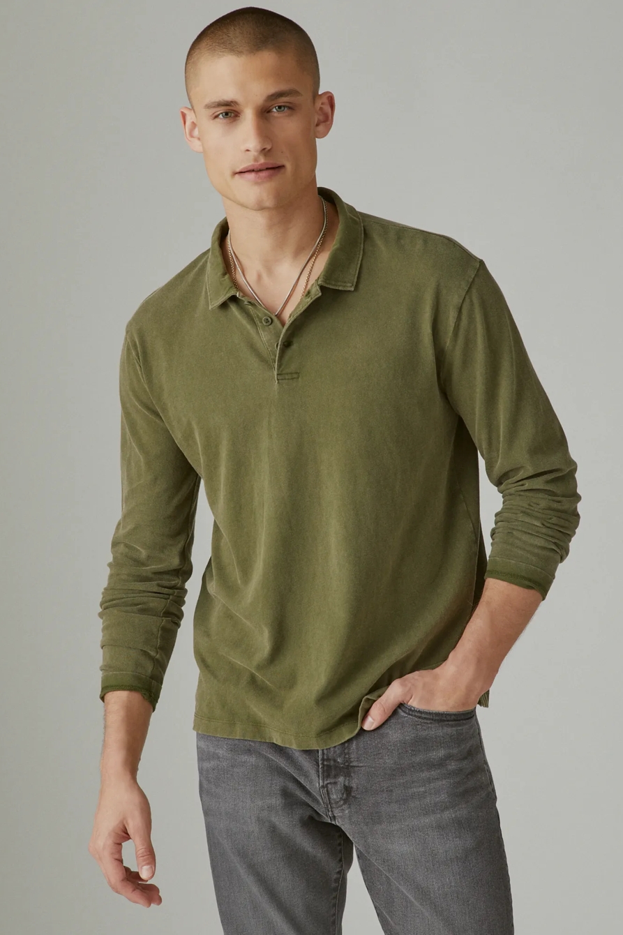 SUEDED JERSEY LONG SLEEVE POLO, image 2