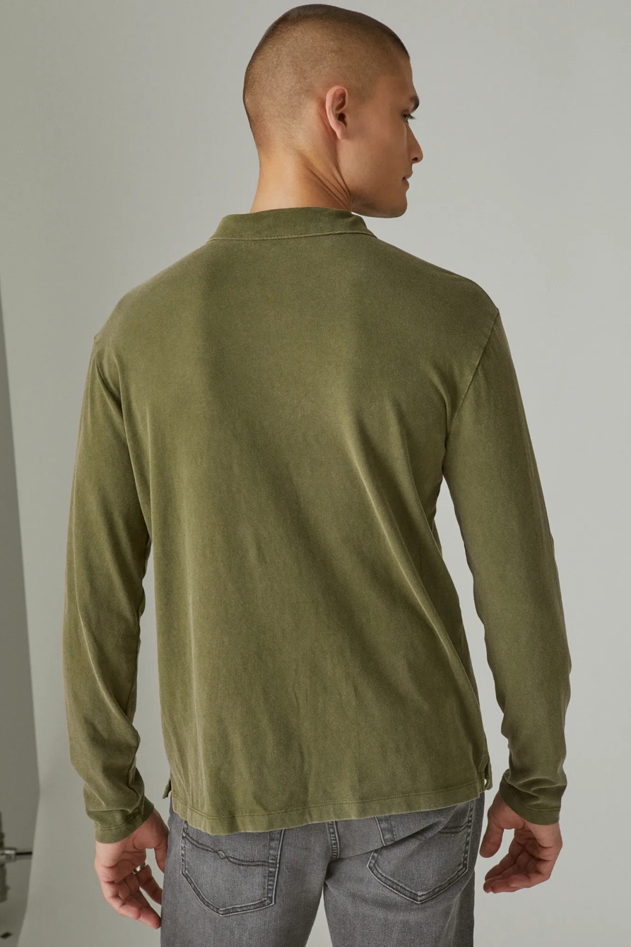 SUEDED JERSEY LONG SLEEVE POLO, image 3