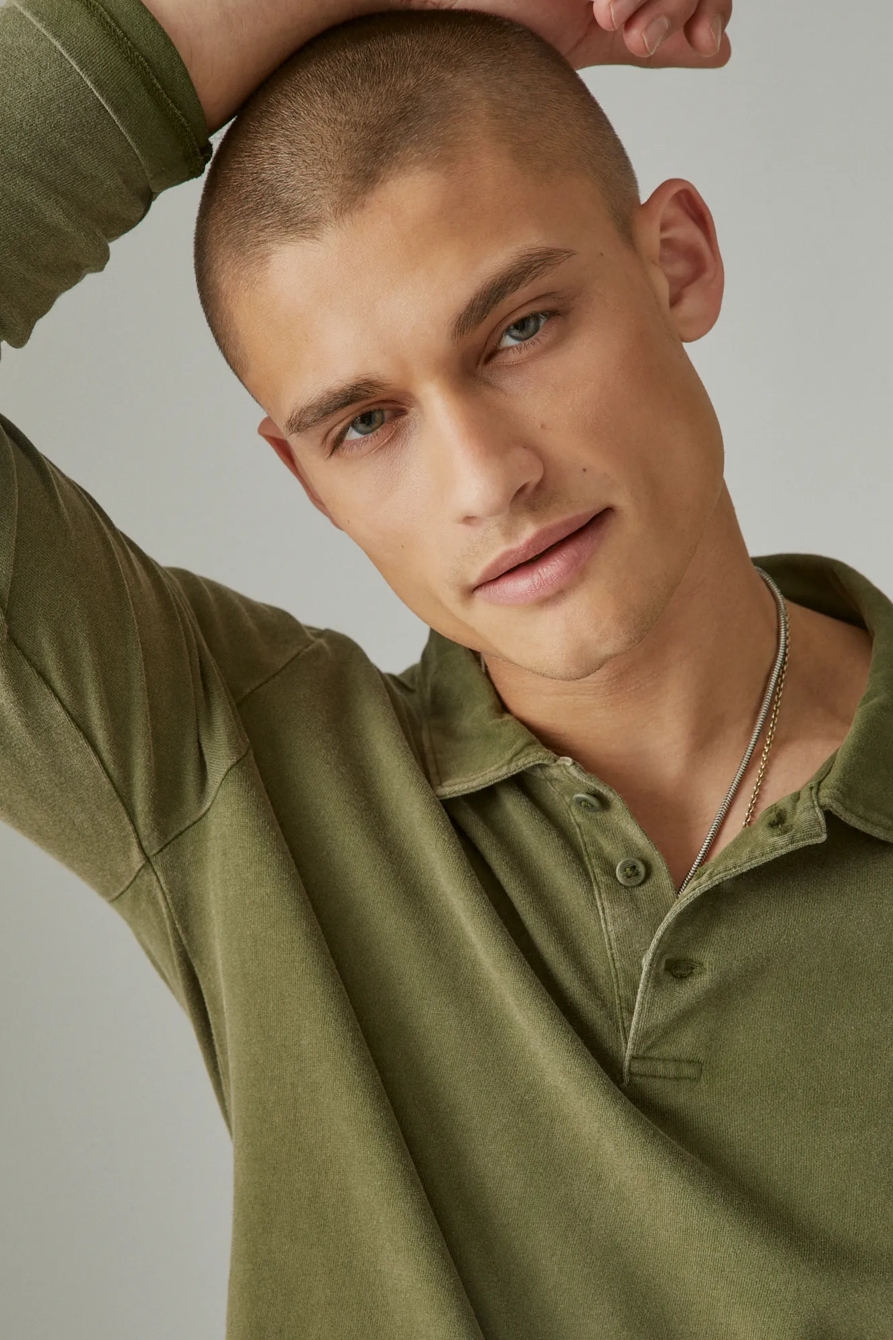 SUEDED JERSEY LONG SLEEVE POLO, image 4