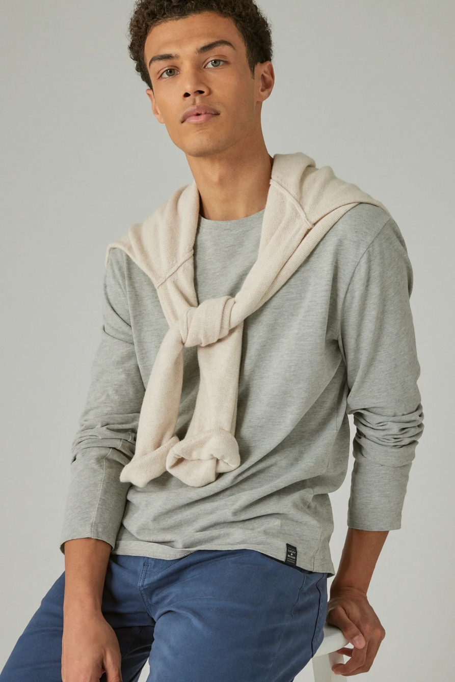 SUEDED LONG SLEEVE CREW, image 3