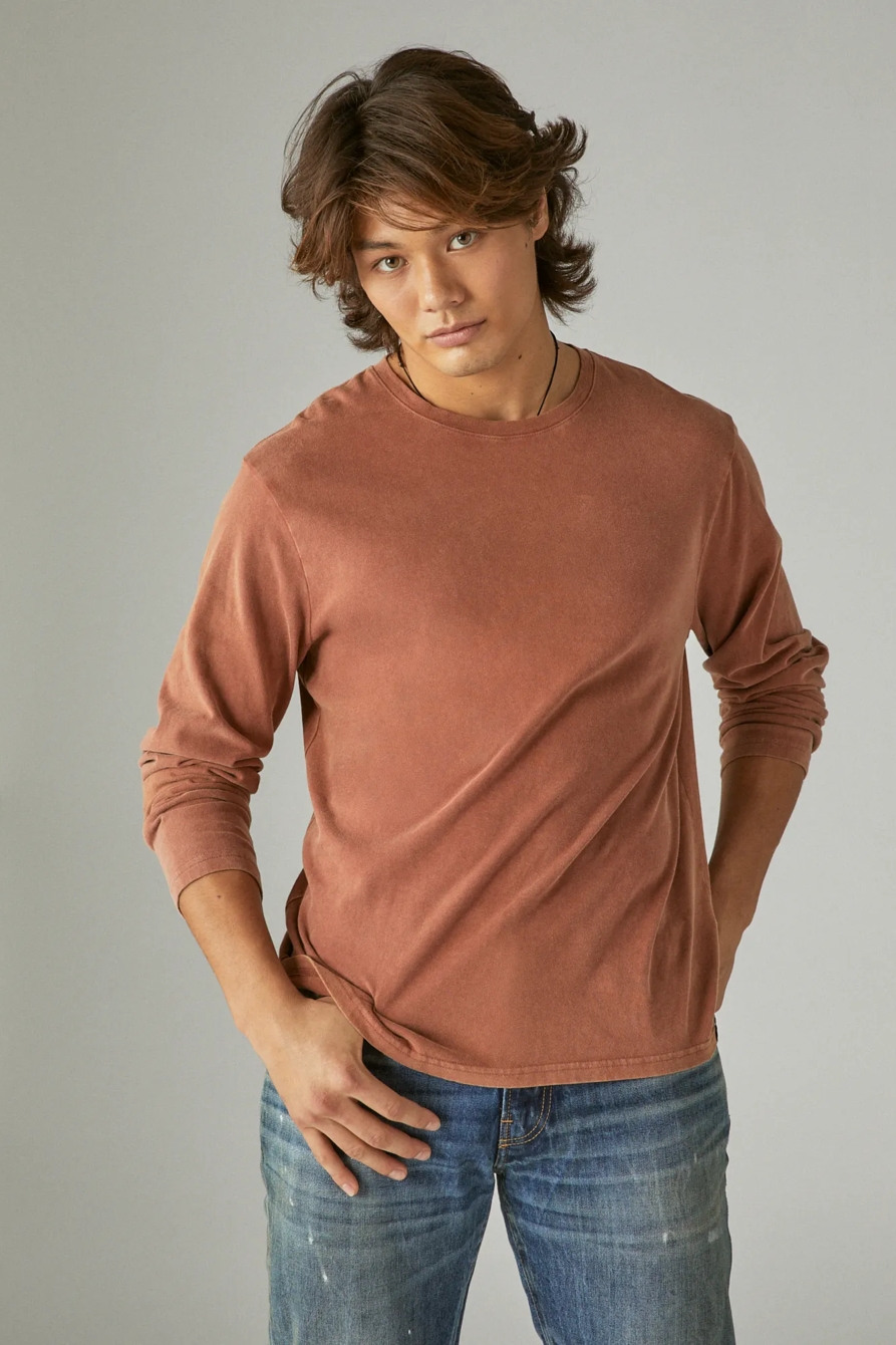 SUEDED LONG SLEEVE CREW, image 2