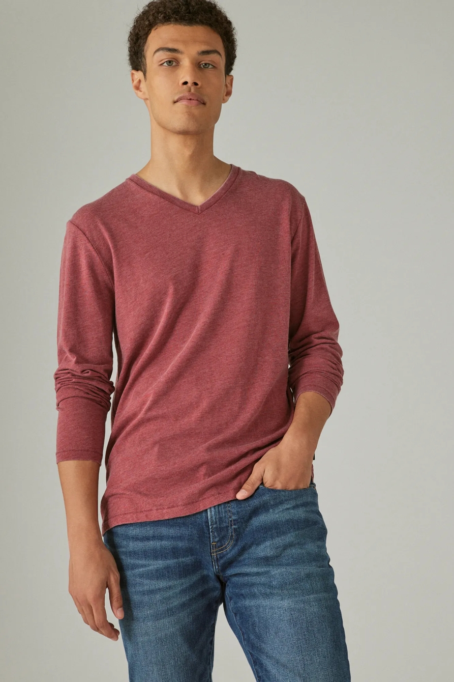VENICE BURNOUT V-NECK LONG SLEEVE TEE, image 1
