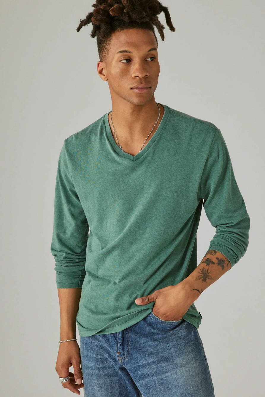 VENICE BURNOUT V-NECK LONG SLEEVE TEE, image 1