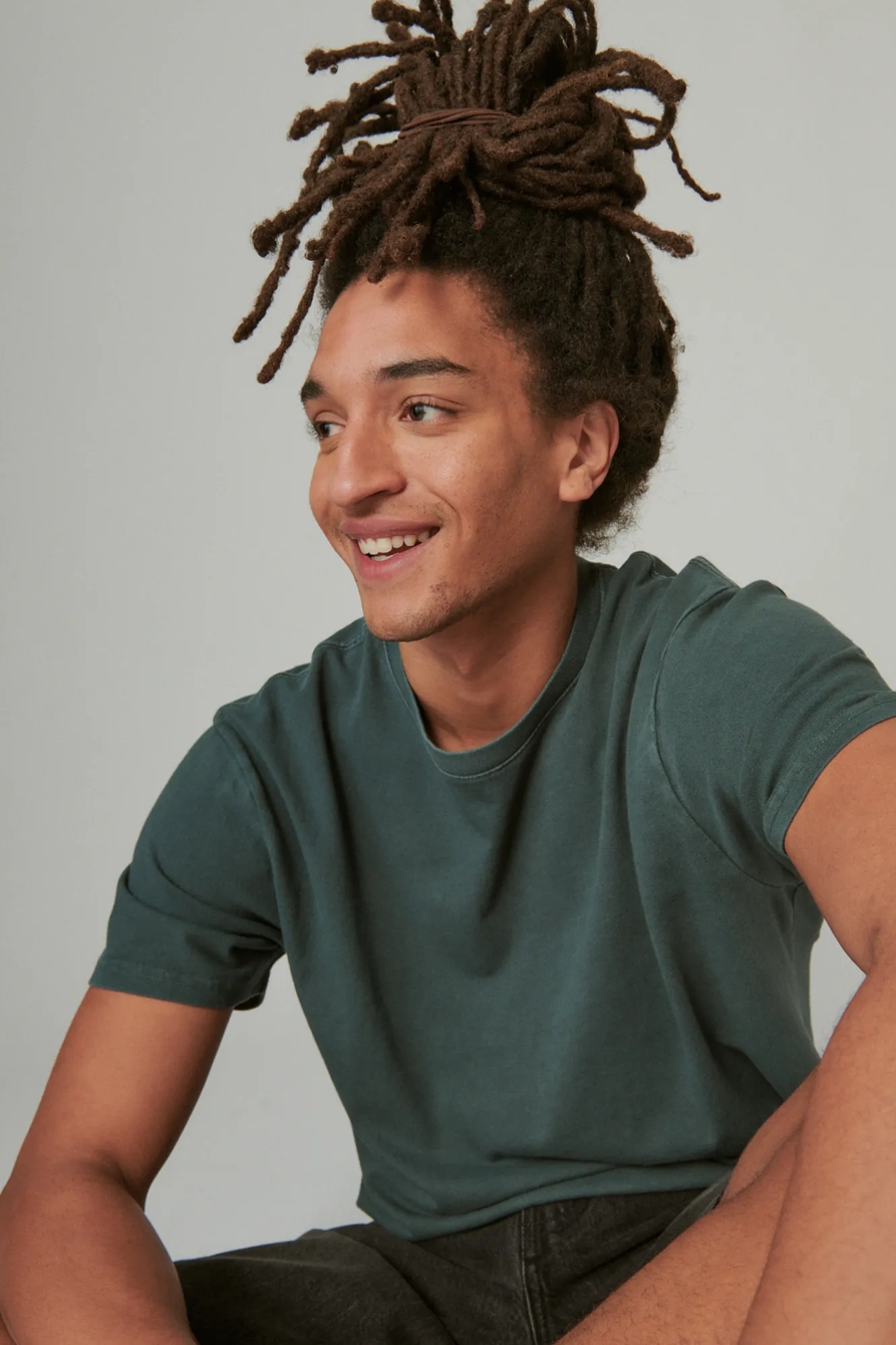 WASHED COTTON SHORT SLEEVE CREW NECK TEE, image 1