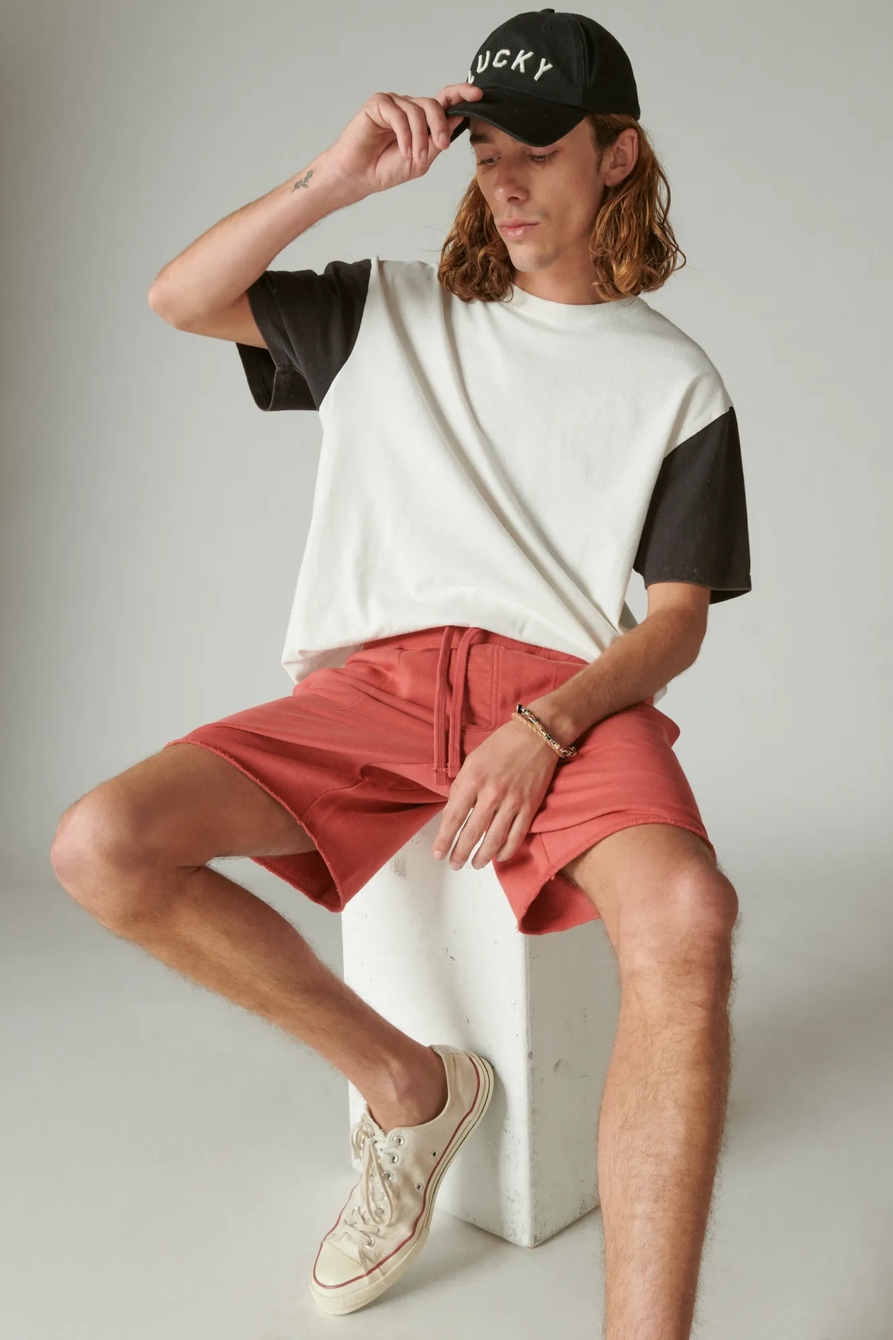WASHED COTTON SHORT SLEEVE COLORBLOCK CREW, image 1