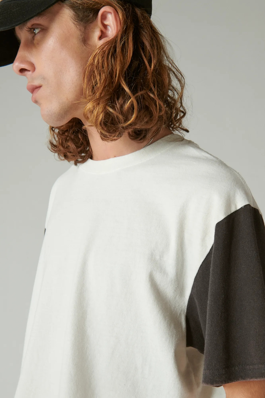 WASHED COTTON SHORT SLEEVE COLORBLOCK CREW, image 2