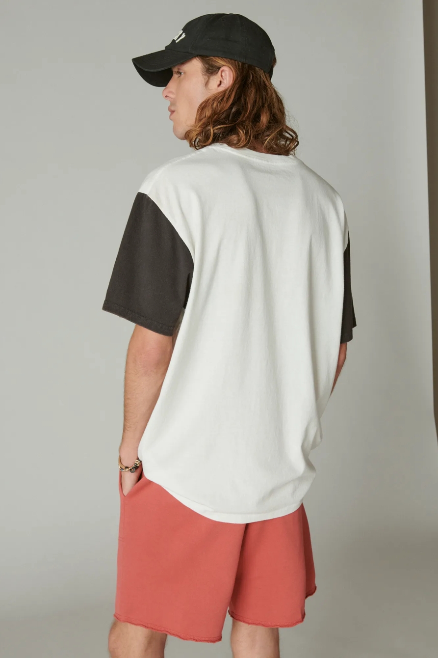 WASHED COTTON SHORT SLEEVE COLORBLOCK CREW, image 4