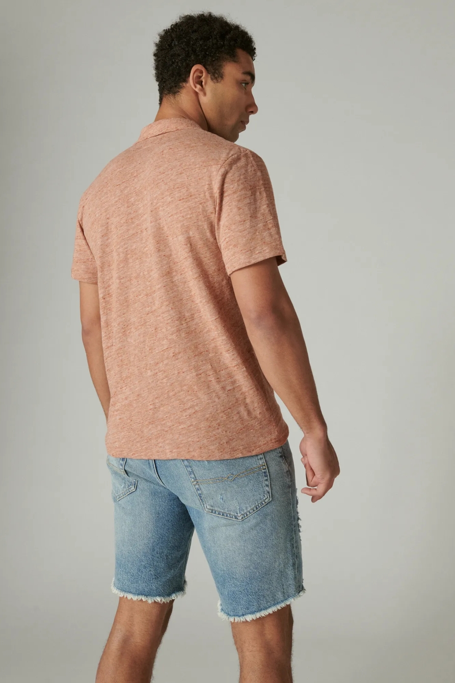 LINEN SHORT SLEEVE JOHNNY COLLAR POLO, image 4