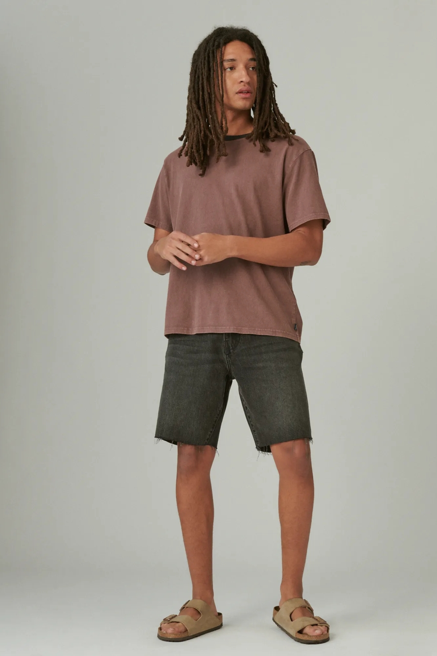 WASHED COTTON CONTRAST SHORT SLEEVE CREW NECK TEE, image 3