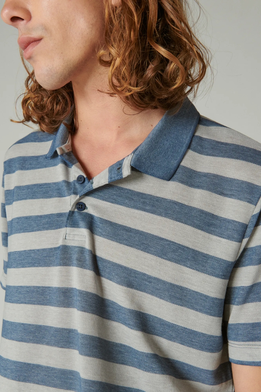 VENICE BURNOUT STRIPE PIQUE SHORT SLEEVE POLO, image 2