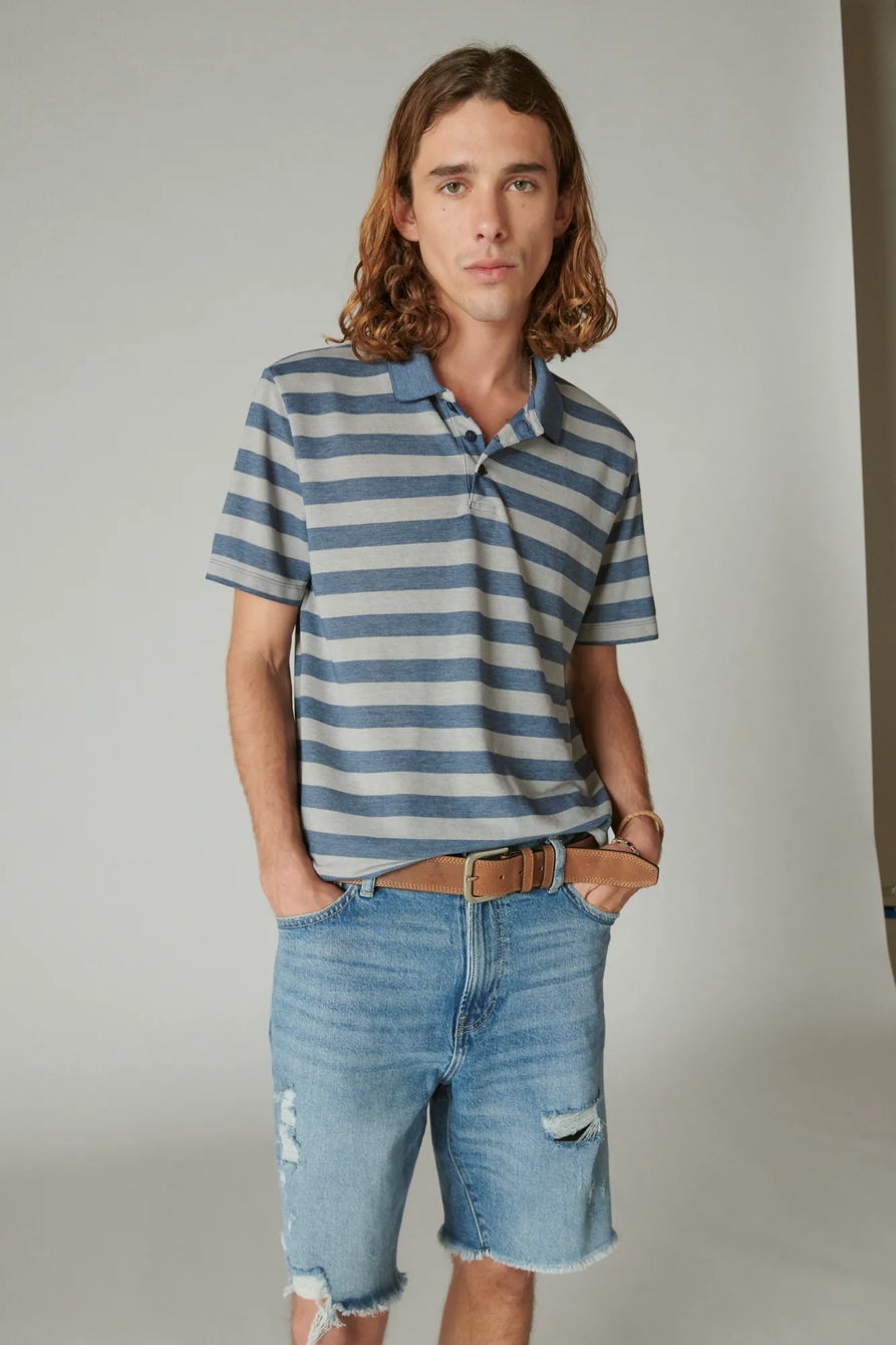 VENICE BURNOUT STRIPE PIQUE SHORT SLEEVE POLO, image 3