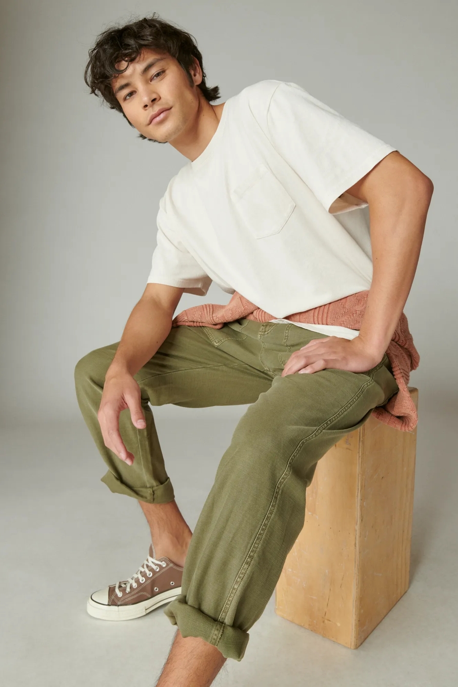 WASHED COTTON SHORT SLEEVE POCKET CREW NECK TEE