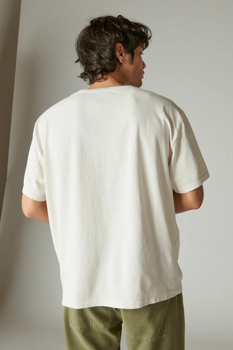 WASHED COTTON SHORT SLEEVE POCKET CREW NECK TEE