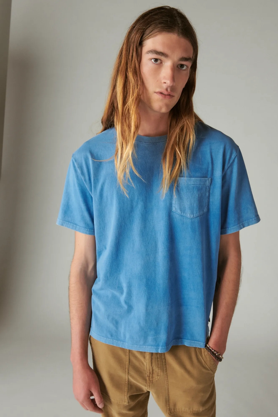 WASHED COTTON SHORT SLEEVE POCKET CREW NECK TEE, image 1