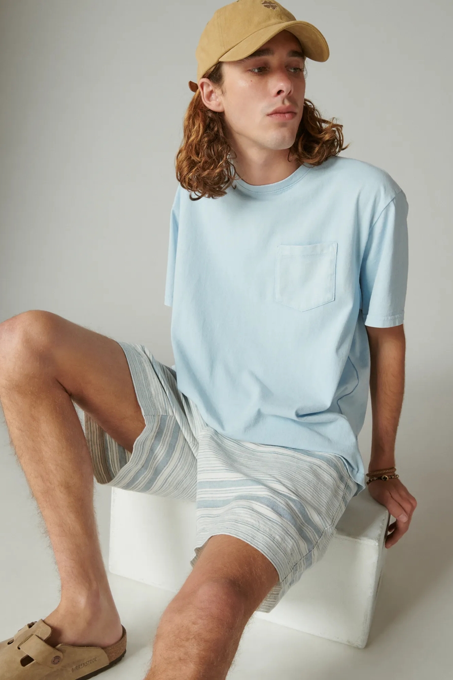 WASHED COTTON SHORT SLEEVE POCKET CREW NECK TEE, image 1